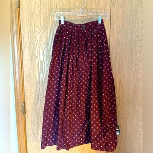 Vintage maroon and yellow floral maxi skirt